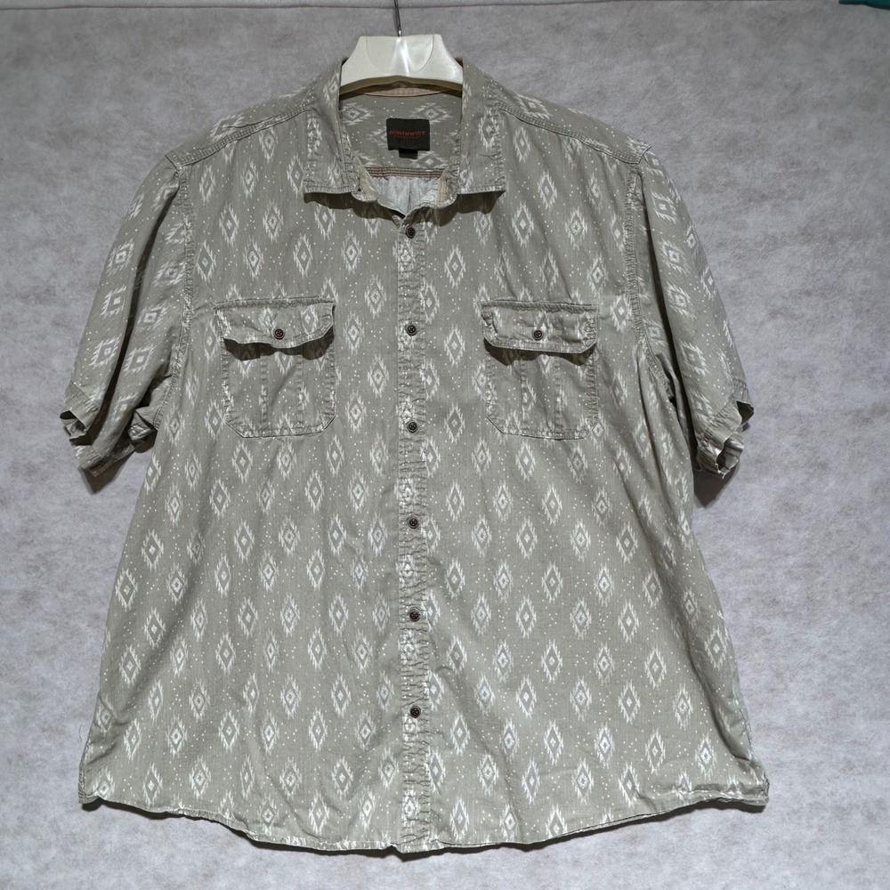 Northwest Territory Mens 4XLT Green Geometric Diamond Print Cotton Button Shirt